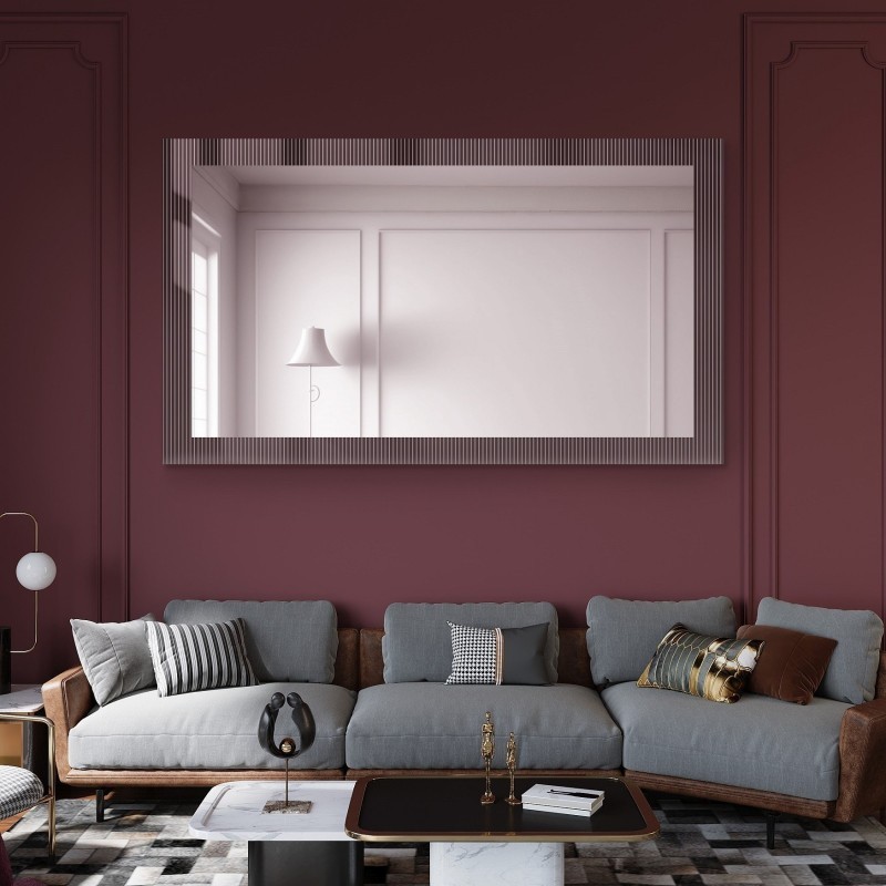 Dekorativer rechteckiger Spiegel aus ornamentiertem Glas Visiosun Classic - LUXORA CLARITY