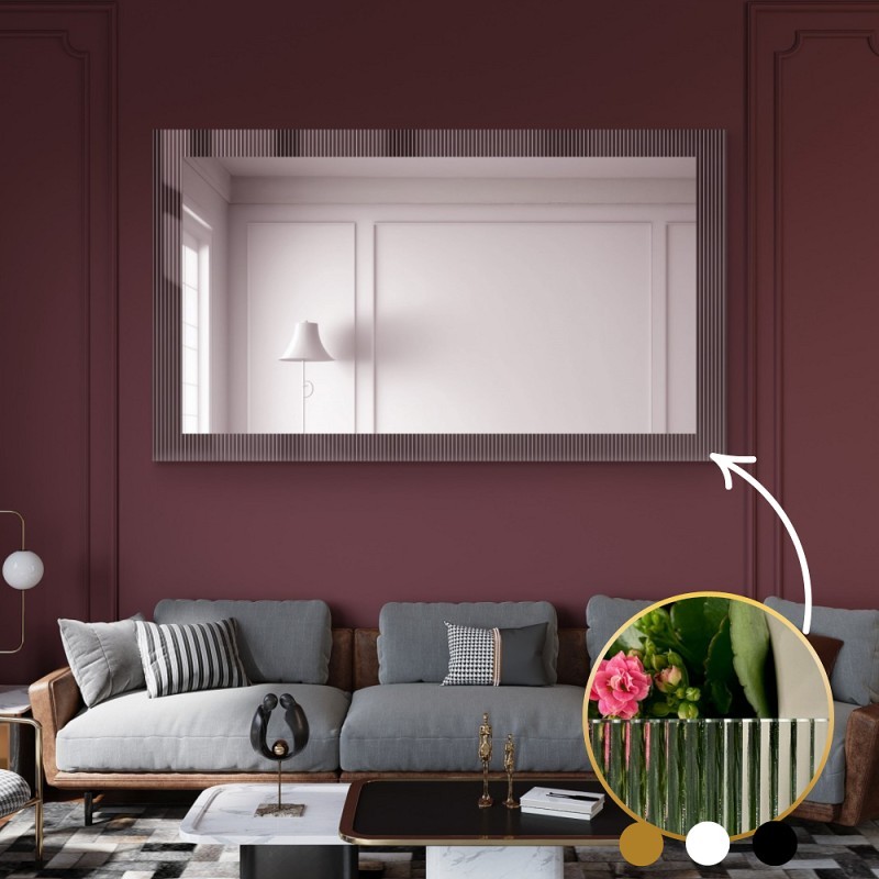 Dekorativer rechteckiger Spiegel aus ornamentiertem Glas Visiosun Classic - LUXORA CLARITY