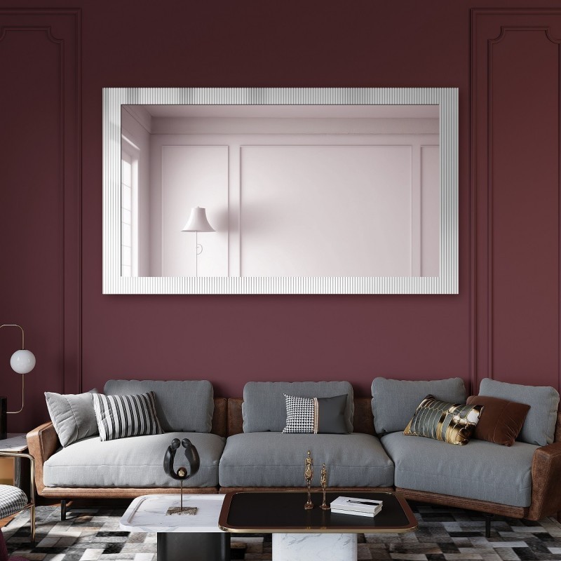 Dekorativer rechteckiger Spiegel aus ornamentiertem Glas Visiosun Classic - LUXORA CLARITY