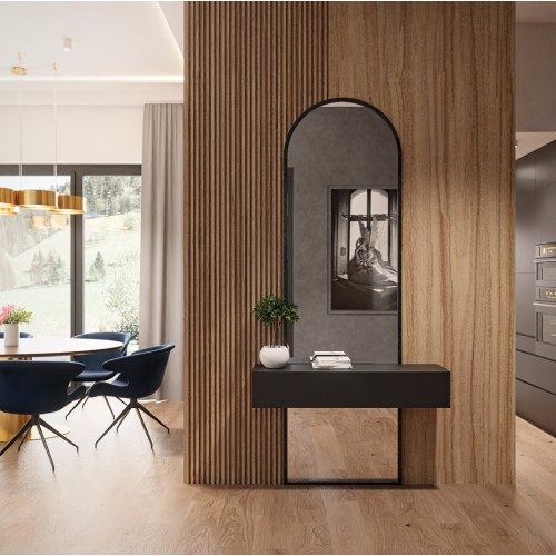 Bogenspiegel für Schminktisch mit MDF-Rahmen schwarz matt...