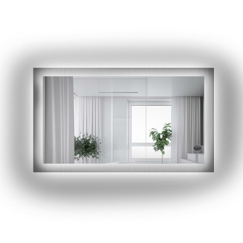 Rechteckiger Spiegel auf ornamentiertem Glas Visiosun Classic mit Beleuchtung - LUXORA CLARITY LED