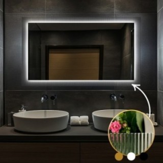 Rechteckiger Spiegel auf ornamentiertem Glas Visiosun Classic mit Beleuchtung - LUXORA CLARITY LED
