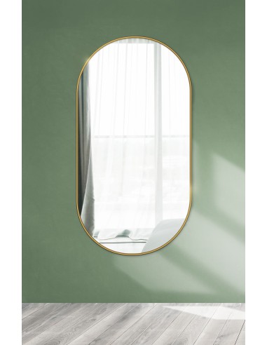 Ovaler Badezimmerspiegel Rahmen in Gold MDF SLIM - OLI - Rahmenfarbe nach Wahl