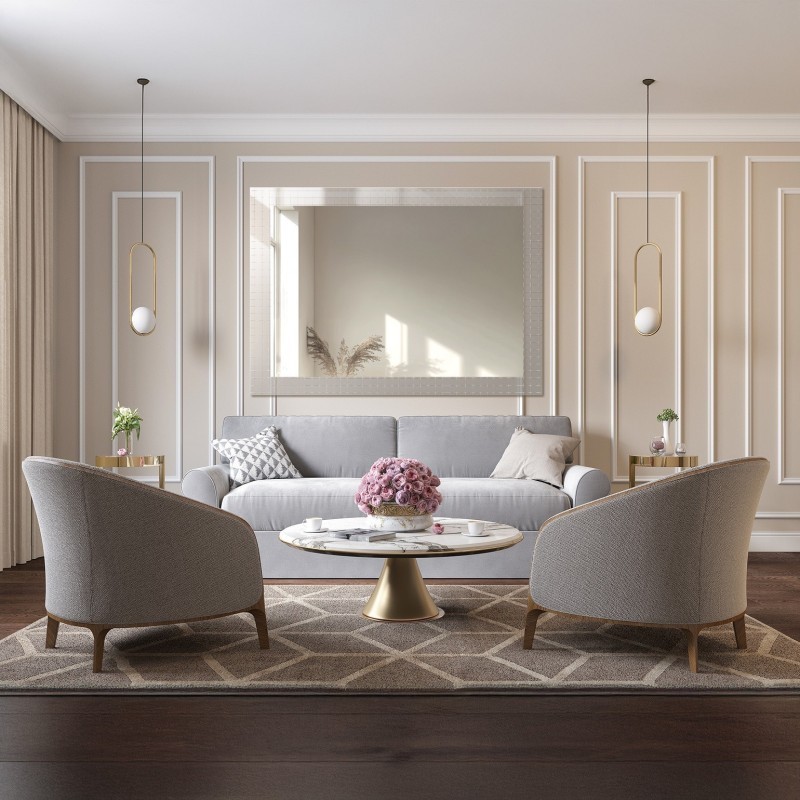 Dekorativer rechteckiger Spiegel aus ornamentiertem Glas Master Flex - LUXORA ETERION