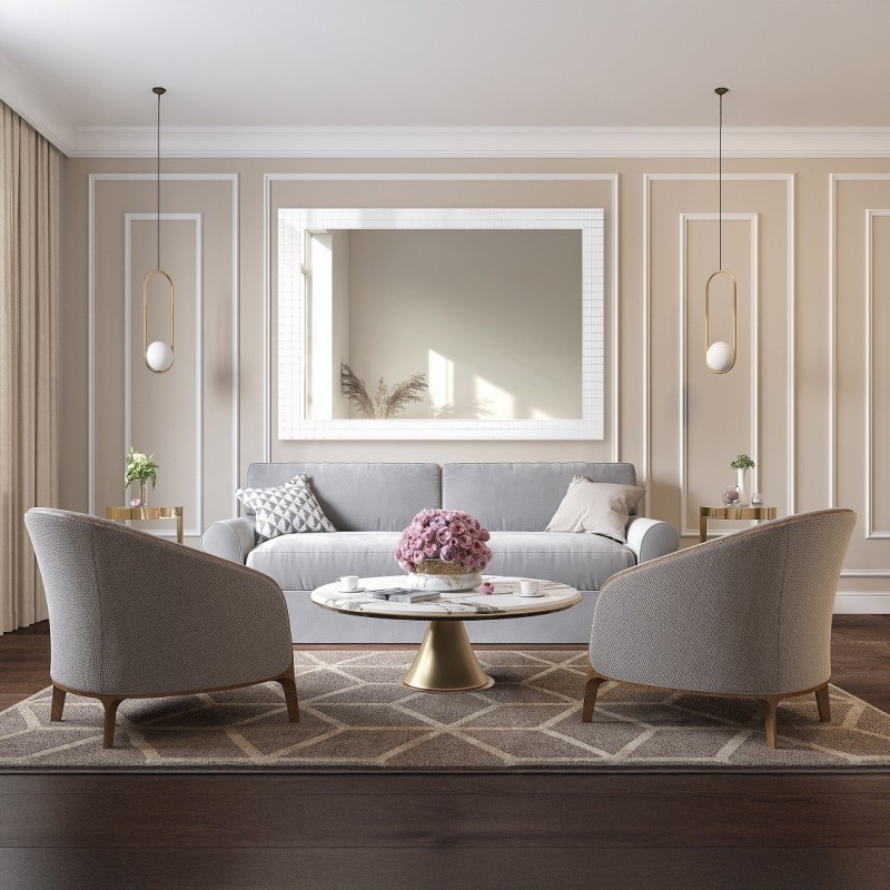 Dekorativer rechteckiger Spiegel aus ornamentiertem Glas Master Flex - LUXORA ETERION
