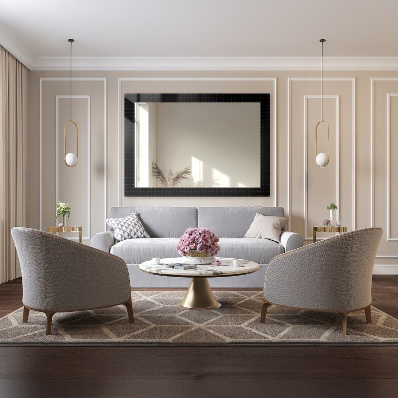 Dekorativer rechteckiger Spiegel aus ornamentiertem Glas Master Flex - LUXORA ETERION