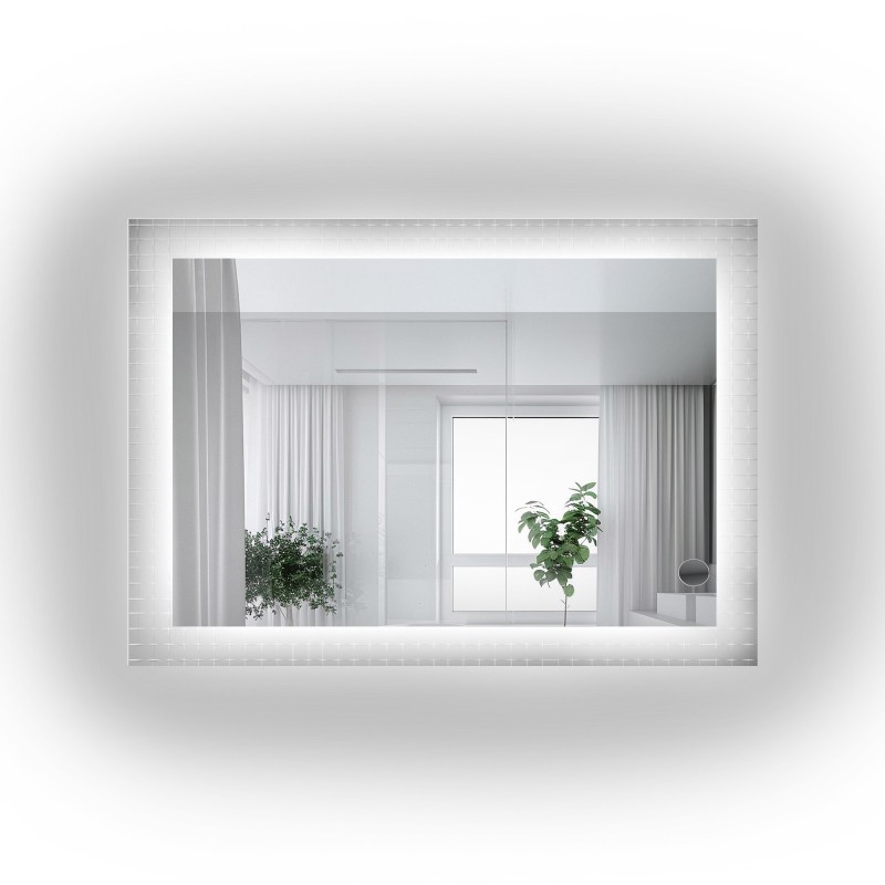 Rechteckiger Spiegel auf ornamentiertem Glas Master Flex mit Beleuchtung - LUXORA ETERION LED
