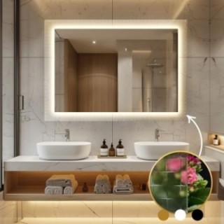 Rechteckiger Spiegel auf ornamentiertem Glas Master Flex mit Beleuchtung - LUXORA ETERION LED