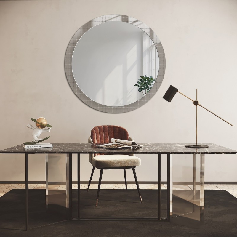 Dekorativer runder Spiegel aus ornamentiertem Glas Master Flex - LUXORA FROSTED