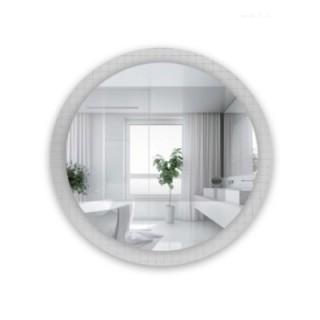 Dekorativer runder Spiegel aus ornamentiertem Glas Master Flex - LUXORA FROSTED