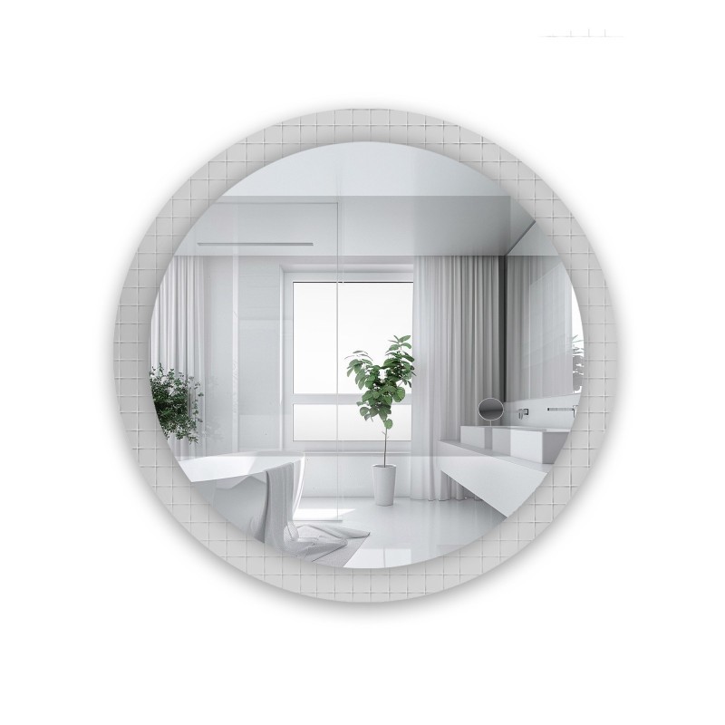 Dekorativer runder Spiegel aus ornamentiertem Glas Master Flex - LUXORA FROSTED