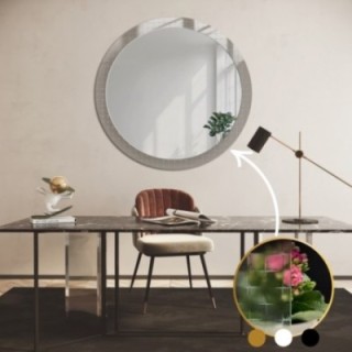 Dekorativer runder Spiegel aus ornamentiertem Glas Master Flex - LUXORA FROSTED