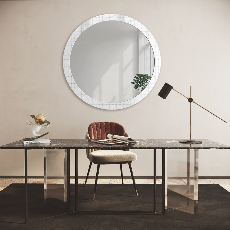 Dekorativer runder Spiegel aus ornamentiertem Glas Master Flex - LUXORA FROSTED