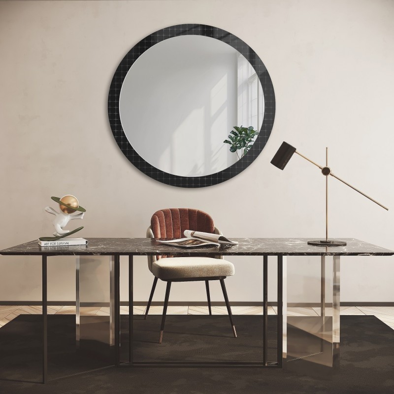Dekorativer runder Spiegel aus ornamentiertem Glas Master Flex - LUXORA FROSTED
