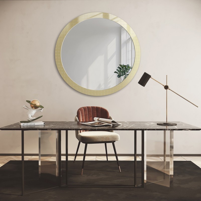 Dekorativer runder Spiegel aus ornamentiertem Glas Master Flex - LUXORA FROSTED