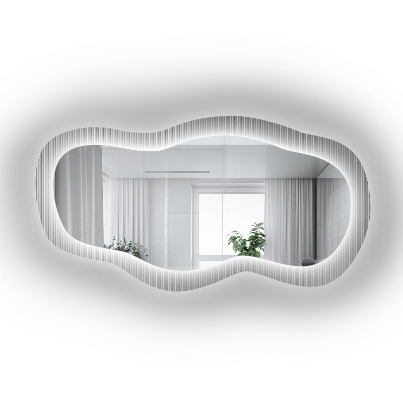 Spiegel auf ornamentiertem Glas Estriado mit Beleuchtung - LUXORA GLASORI LED