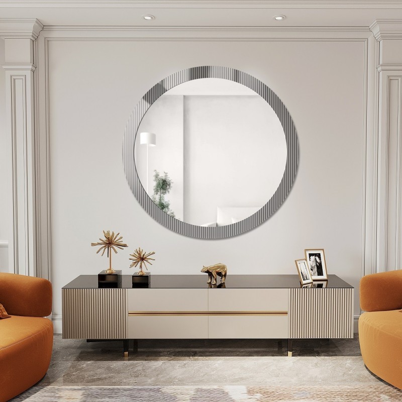 Dekorativer runder Spiegel aus ornamentiertem Glas Visiosun Classic - LUXORA GLIMMER