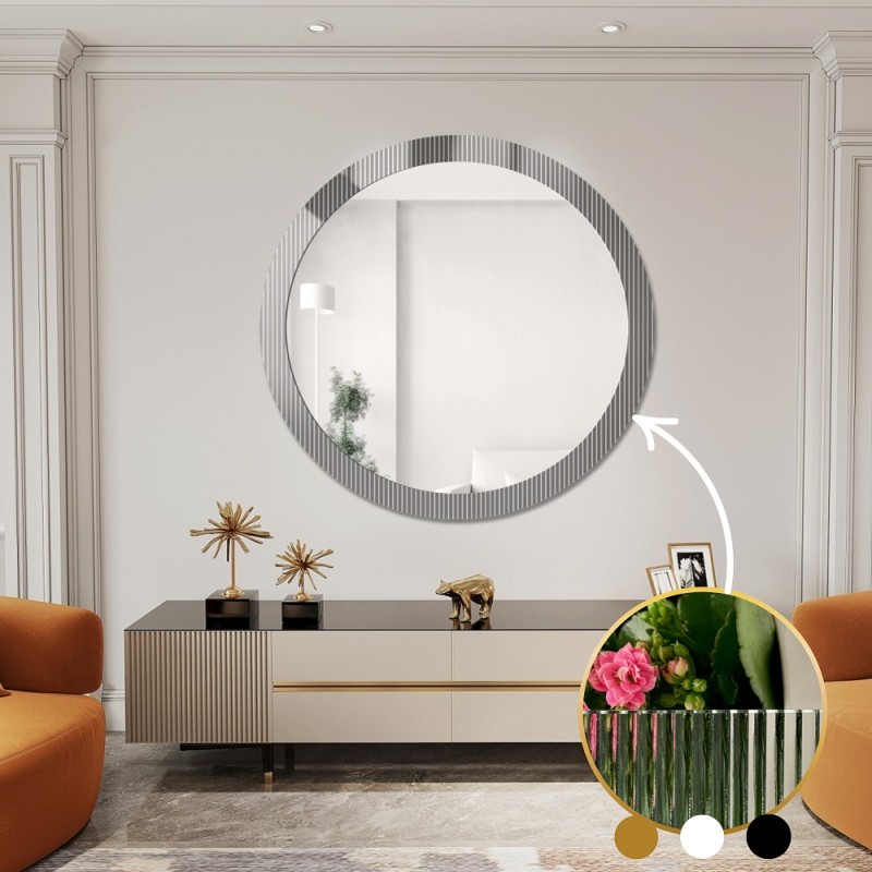 Dekorativer runder Spiegel aus ornamentiertem Glas Visiosun Classic - LUXORA GLIMMER
