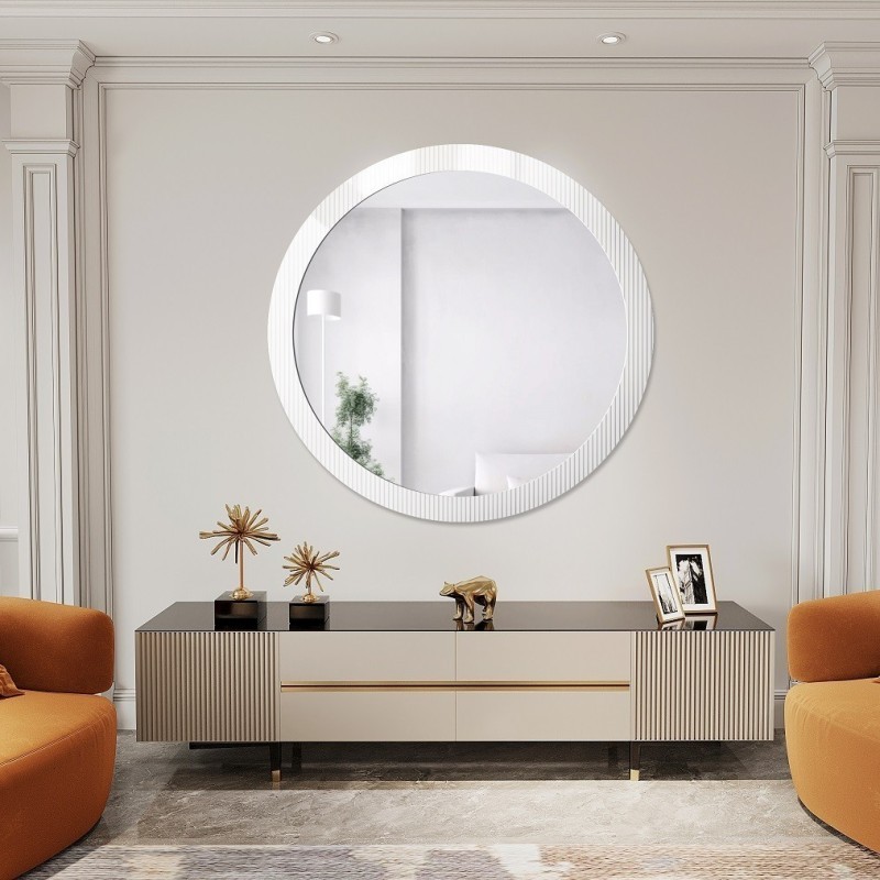 Dekorativer runder Spiegel aus ornamentiertem Glas Visiosun Classic - LUXORA GLIMMER