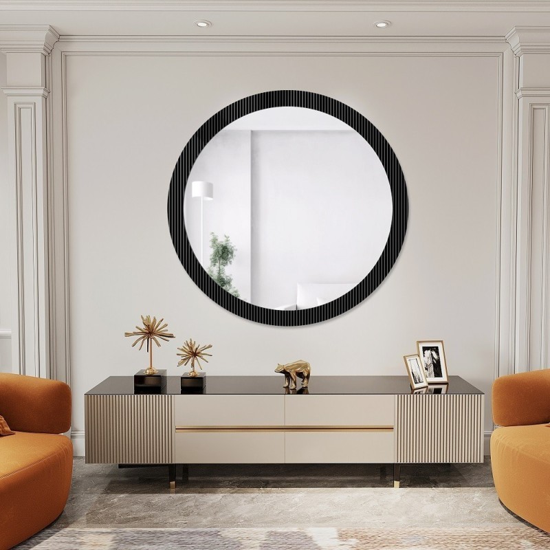 Dekorativer runder Spiegel aus ornamentiertem Glas Visiosun Classic - LUXORA GLIMMER