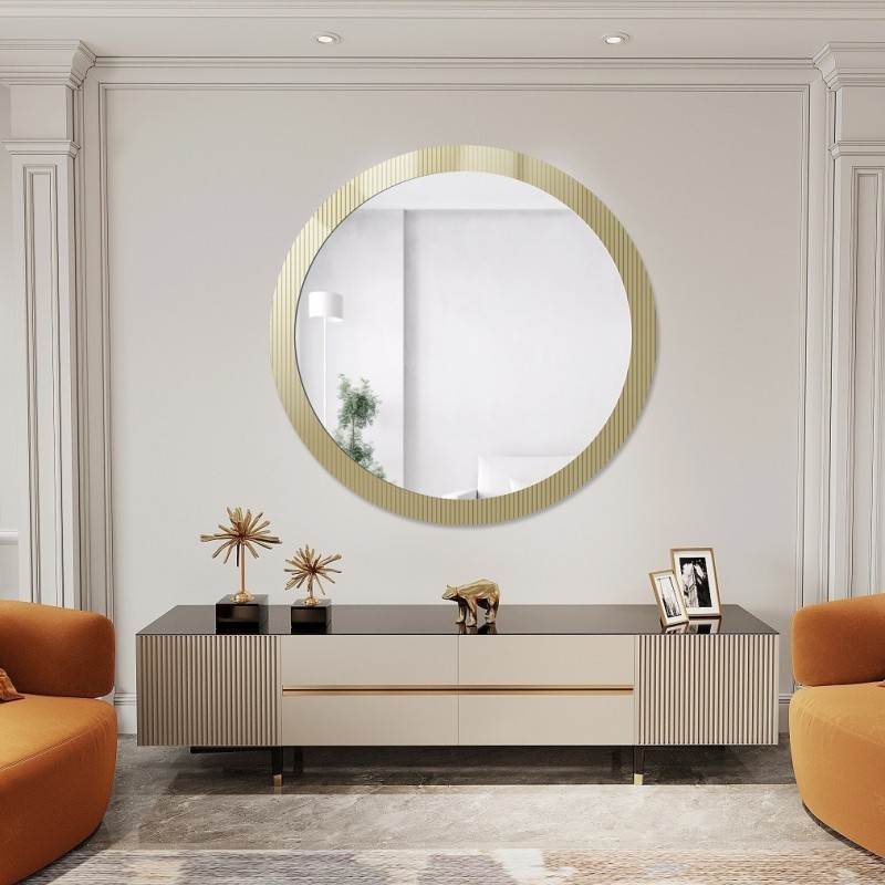 Dekorativer runder Spiegel aus ornamentiertem Glas Visiosun Classic - LUXORA GLIMMER
