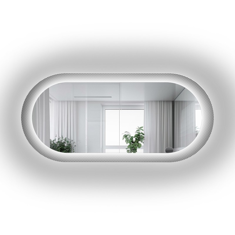 Ovaler Spiegel auf ornamentiertem Glas Master Point mit Beleuchtung - LUXORA ORNATE LED