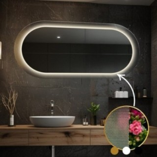 Ovaler Spiegel auf ornamentiertem Glas Master Point mit Beleuchtung - LUXORA ORNATE LED