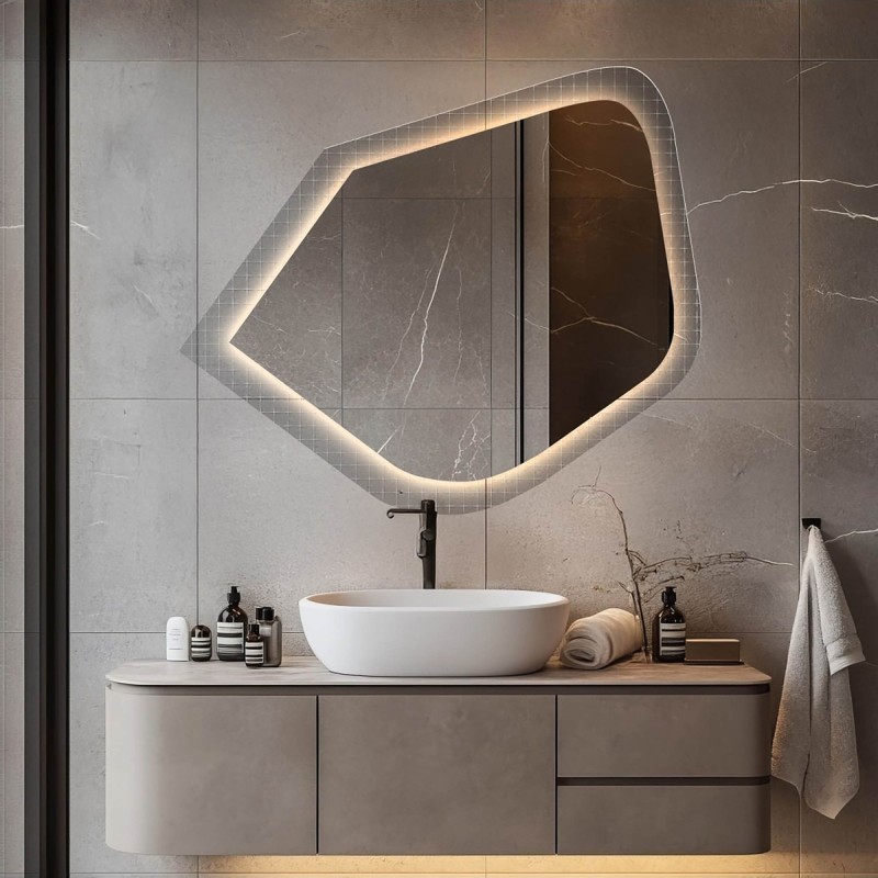 Spiegel auf ornamentiertem Glas Master Flex mit Beleuchtung - LUXORA PRISTAL LED
