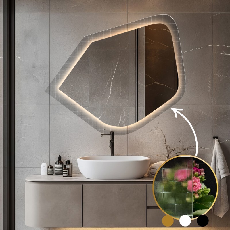 Spiegel auf ornamentiertem Glas Master Flex mit Beleuchtung - LUXORA PRISTAL LED