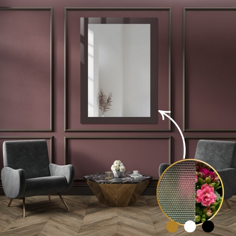 Dekorativer rechteckiger Spiegel aus ornamentiertem Glas Master Point - LUXORA SOLEIL