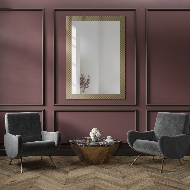 Dekorativer rechteckiger Spiegel aus ornamentiertem Glas Master Point - LUXORA SOLEIL