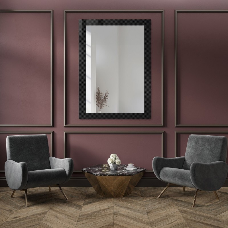 Dekorativer rechteckiger Spiegel aus ornamentiertem Glas Master Point - LUXORA SOLEIL