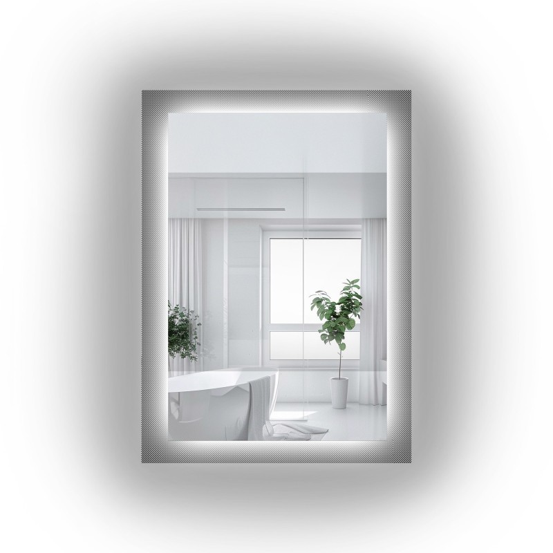 Rechteckiger Spiegel auf ornamentiertem Glas Master Point mit Beleuchtung - LUXORA SOLEIL LED