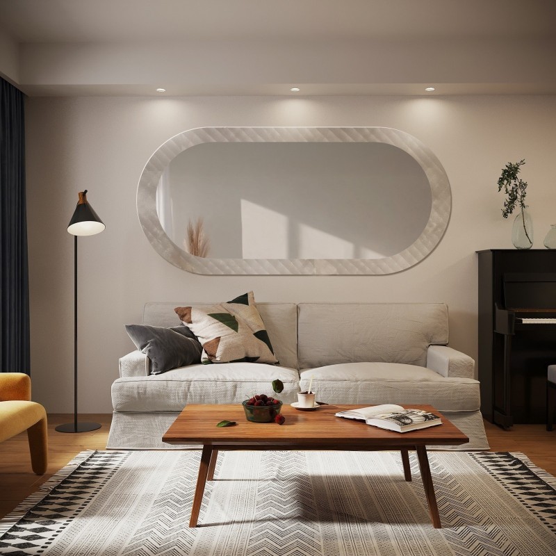 Dekorativer ovaler Spiegel aus ornamentiertem Glas Master Soft - LUXORA VESPER