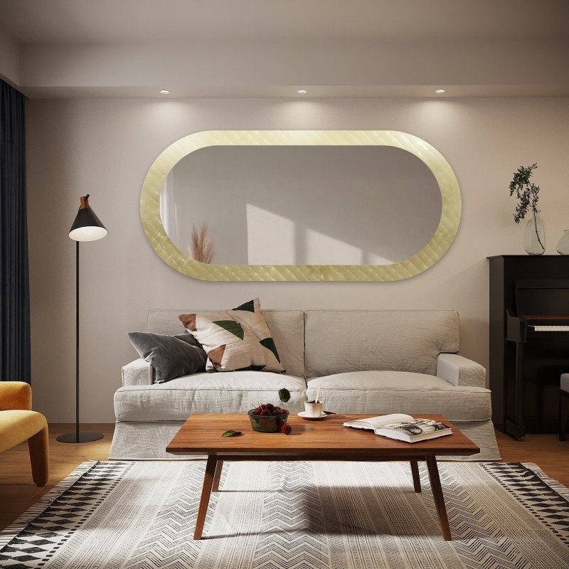 Dekorativer ovaler Spiegel aus ornamentiertem Glas Master Soft - LUXORA VESPER