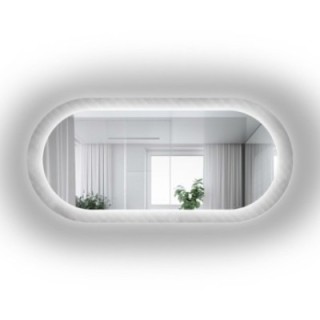 Ovaler Spiegel auf ornamentiertem Glas Master Soft mit Beleuchtung - LUXORA VESPER LED