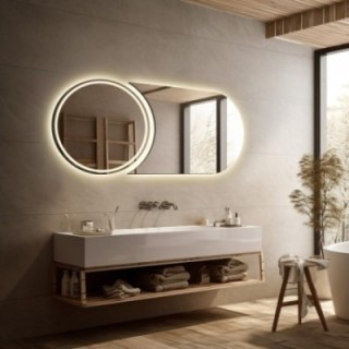 Moderner Badezimmerspiegel mit Hintergrundbeleuchtung, zweiteilig - APOLLO LED II