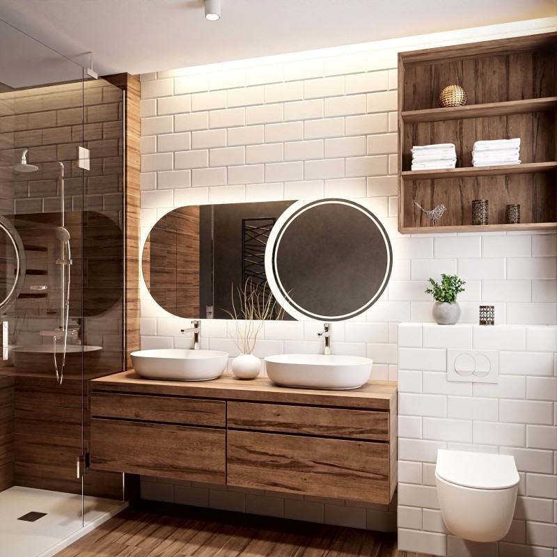Moderner Badezimmerspiegel mit Hintergrundbeleuchtung, zweiteilig - APOLLO LED II