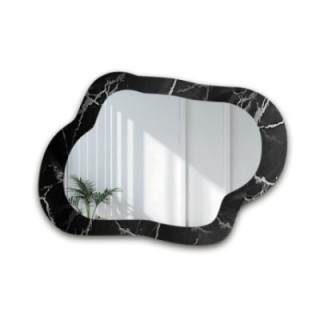 Unregelmäßiger Spiegel auf schwarz-silbernem Marmor – MARBLE GRISO