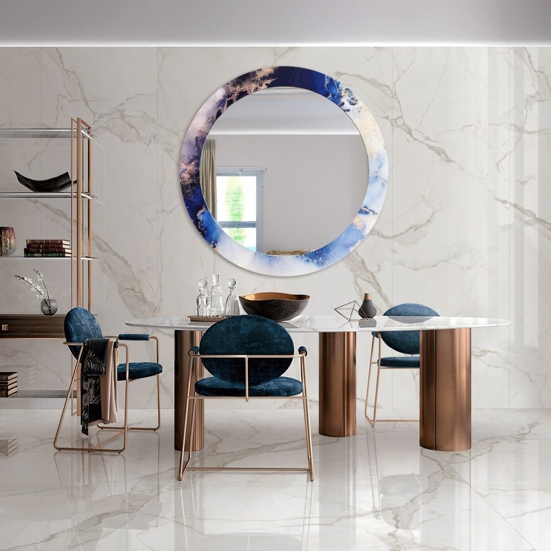 Runder Spiegel auf blauem Marmor – MARBLE IRIS