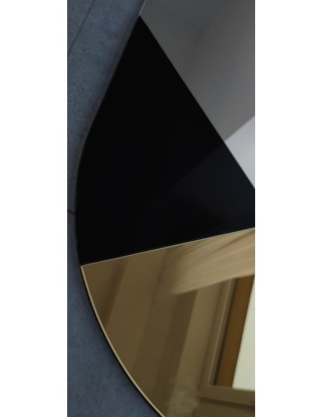 Ovalspiegel mit dekorativer bunter Spiegeltafel in Gold, Kupfer und Schwarz (Lacobel) - RIO