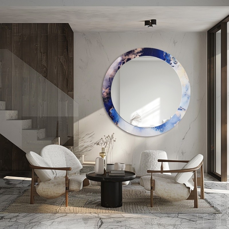 Runder Spiegel auf blauem Marmor – MARBLE IRIS