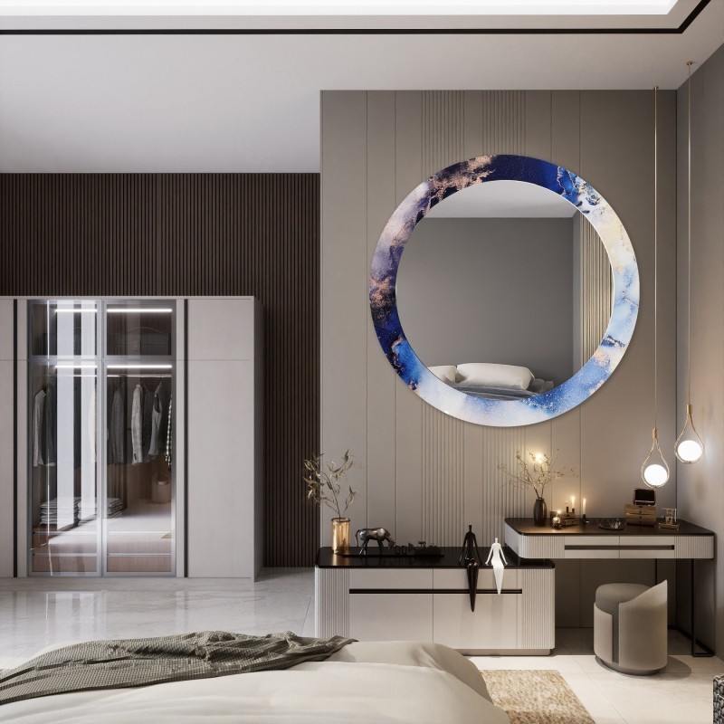 Runder Spiegel auf blauem Marmor – MARBLE IRIS