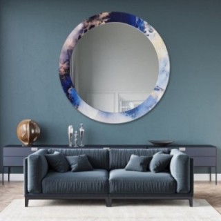 Runder Spiegel auf blauem Marmor – MARBLE IRIS