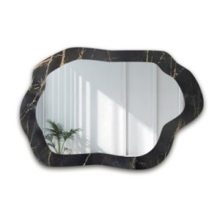 Unregelmäßiger Spiegel auf schwarz-goldenem Marmor – MARBLE VERDI