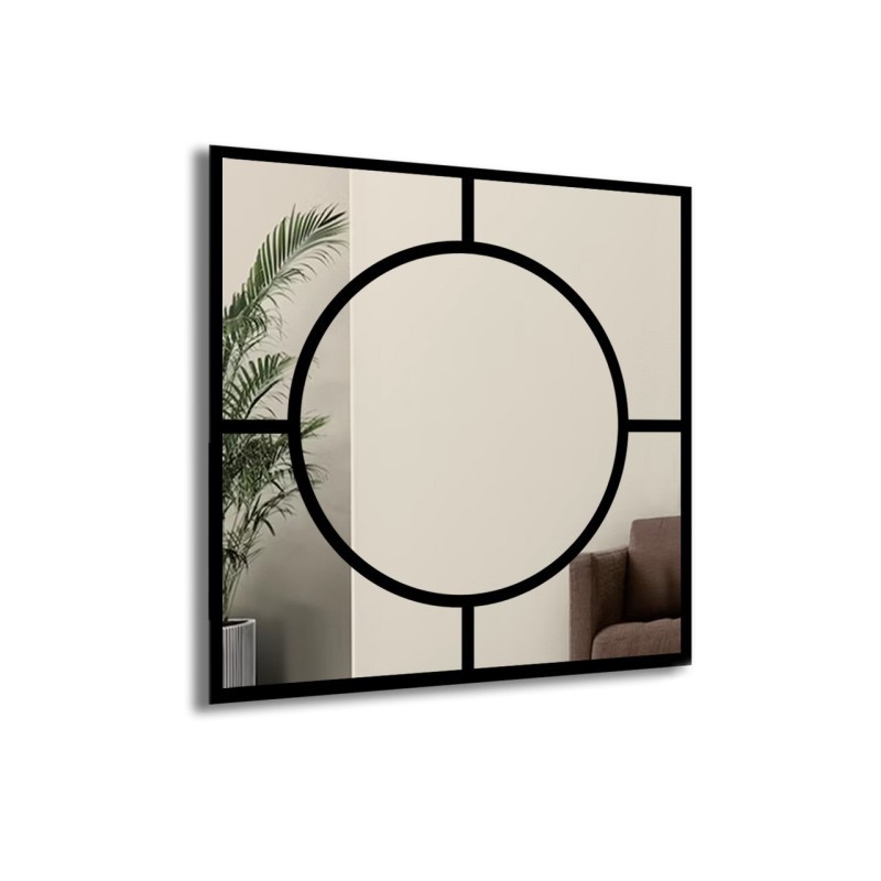 Quadratischer Spiegel aus MDF mit Loftkreis - MERA