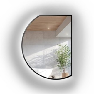 Spiegel mit unregelmäßiger Form in schwarzem matten MDF-Rahmen mit Beleuchtung - ODETTA LED