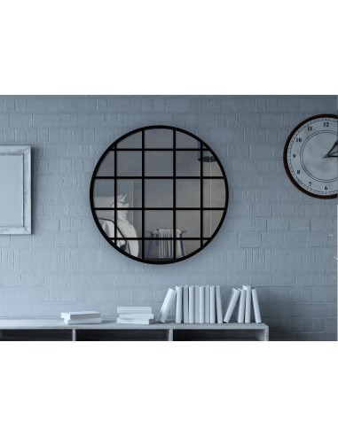Runder dekorativer Spiegel mit Sprossen im Loft-Stil - ERYK