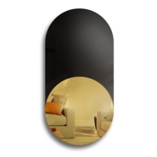 Exklusiver ovaler Dekospiegel mit schwarzem Lacobel - ONYX