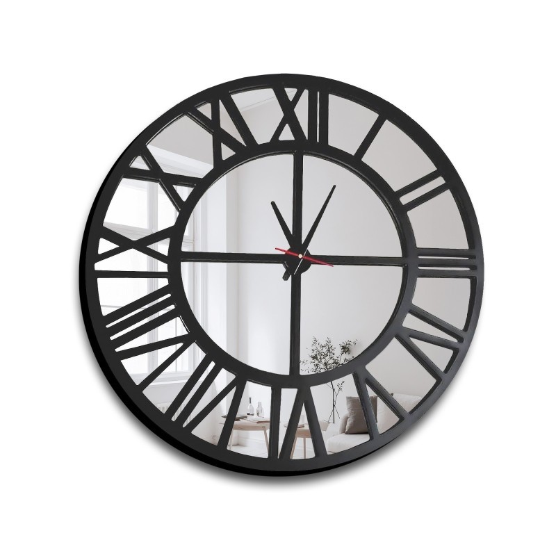 Spiegelwanduhr in Loftoptik - ORES - Rahmenfarbe nach Wahl
